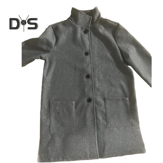 Abrigo de otoño-invierno para mujer, cuello alto, grueso, cálido, suave, largo medio, color liso, bolsillos, botonadura sencilla, abrigo grueso para mujer