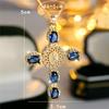 Unique Male Female Crystal Rainbow Zircon Stone Cross Pendant Necklace Cute Gold Color Wedding Jewelry For Women Men