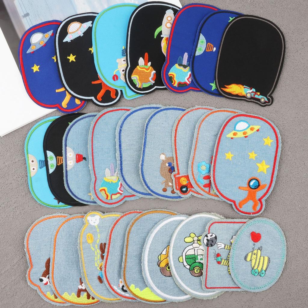 Hot-Selling Cloth Stickers Cartoon Embroidery Stickers Jeans Knee Stickers Ripped Holes Repair Embroidery Label Adhesive Patch Stickers