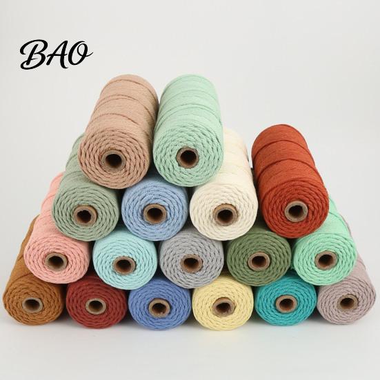 Corda Morbida in Cotone per Arte dell'Intreccio Corda da 3 mm, 100 Metri Corda Colorata Resistente Intrecciata per Artigianato Crochet Lavorazione Arazzi, Intreccio a Mano, Artigianato Fai da Te Gioielli