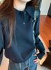 1116 autumn and winter Korean version polo collar button design loose versatile core-spun yarn knitted sweater backing sweater