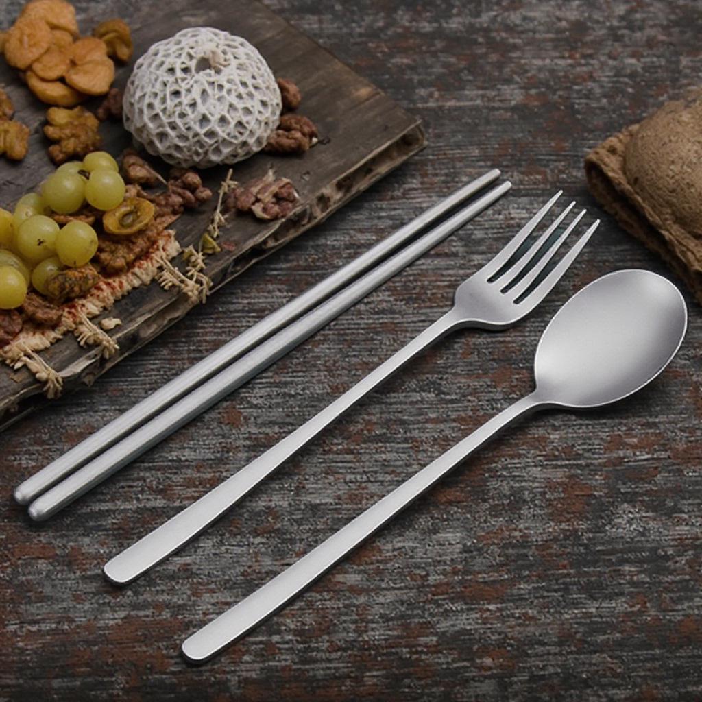 304 Titanium Stainless Steel Outdoor Folding Cutlery Set: Spoon, Fork, Chopsticks, Knife - Customizable Titanium Purified Set