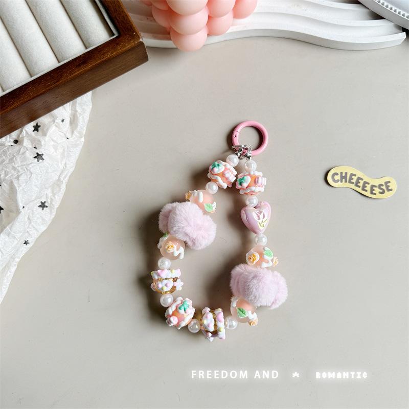 

Цепочка-подвеска для сумки, брелок, плюшевый шарм для телефона, веревка, новый шнурок для телефона светло-розовый