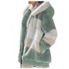 Womens Fashion Splicing Winter Loose Plush Long Sleeve Zipper Pocket Hooded Coat