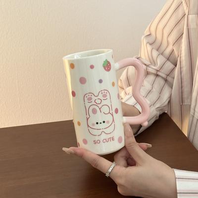 Мила керамічна чашка для води з кроликом, кухоль для дівчини, для офісу, для кави, для сніданку, для молока, практичний сувенірний подарунок