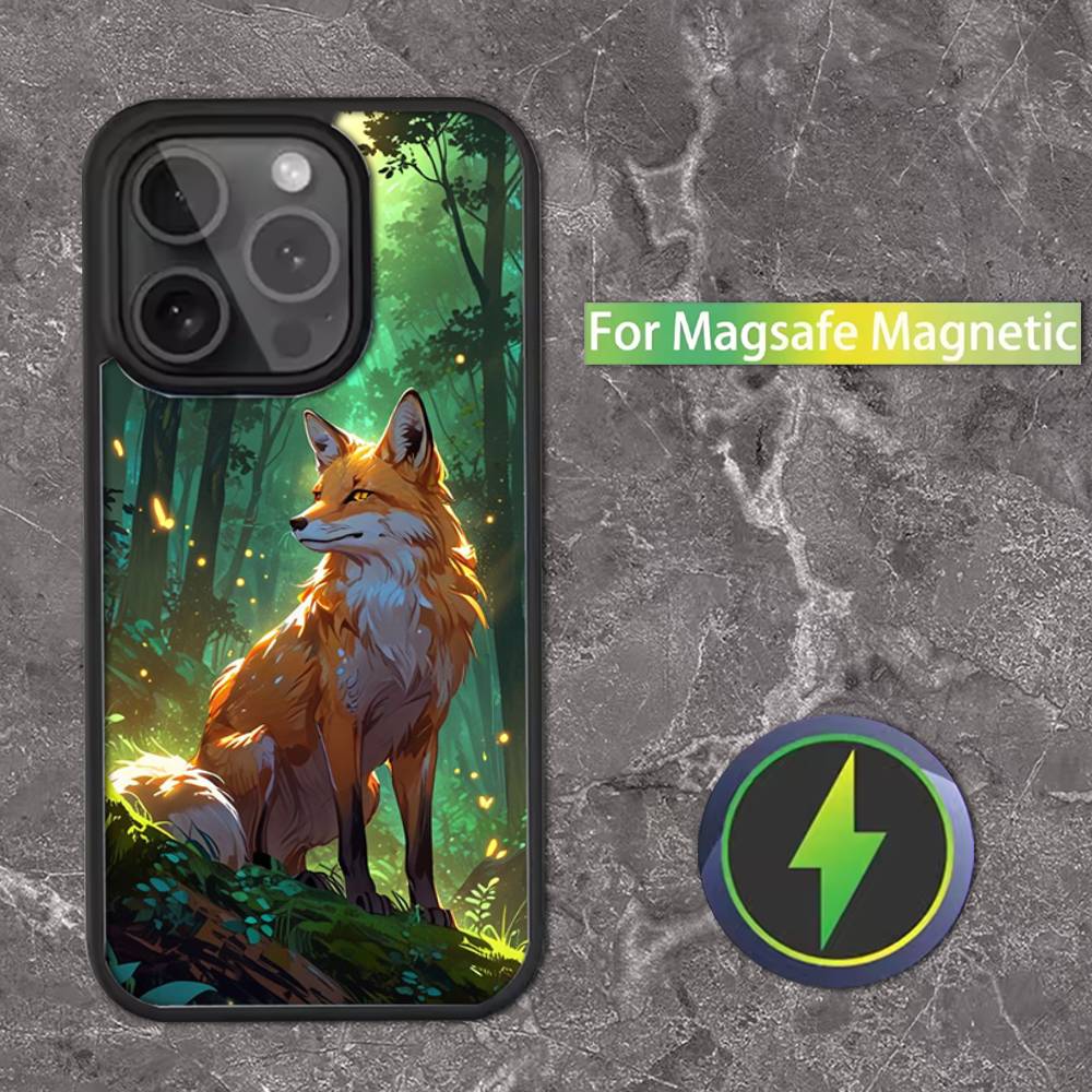 Cute Fox Cartoon For iPhone 11,12,13,14,15,16,17,Pro,Max,Plus,Mini,SE4,E Phone Case Magnetic For Magsafe Wireless
