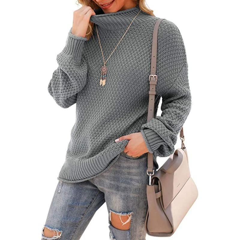 Women S Plus Size High Neck Long Sleeve Loose Knit Pullover Sweater