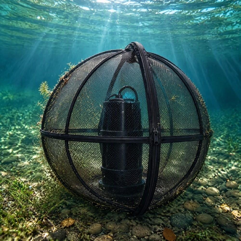 Foldable Cat Sphere Playpen Spherical Mesh Cage Pond Pump Filter Cage Garden & Backyard Use