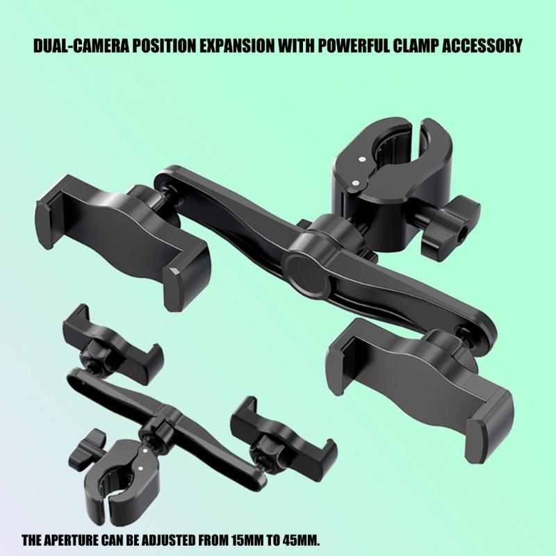 Adjustable Rotatable Phone Stand Universal Double Position Phone Clamp Mount Tripods Accessories for Double Camera Positions