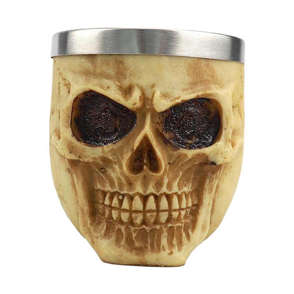 Skull Pattern Barber Cleaning Soap Mug Shaving Lather Bowl,Made of Stainless