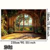 2D Cozy Cottage Background, Arched Window with Nature View Themed Photoshoot Backdrop