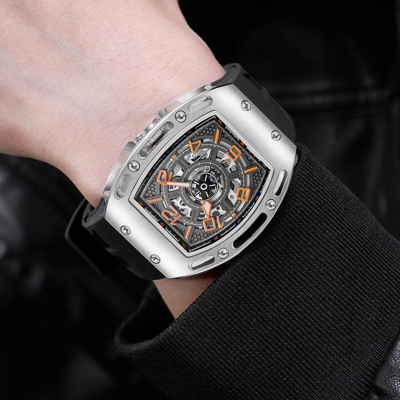 Luxury Skeleton Man Watch High Quality Waterproof Luminous Men's Wristwatch Rubber Belt Men Quartz Watches Sports Clock
