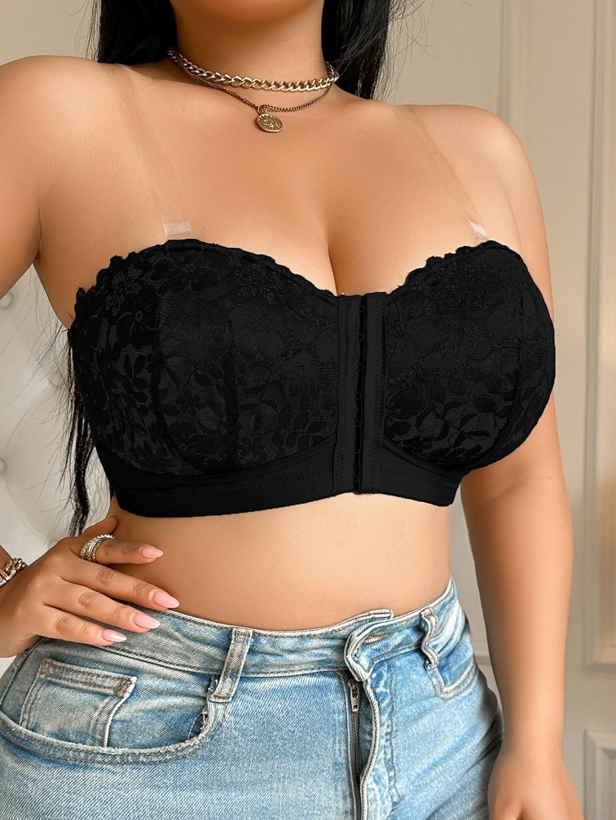 

Женский бюстгальтер, Женский бюстгальтер, Полный охват, Плюс Плюс Плюс Жир, Тонкая чашка, Мягкий и дышащий, Бюстгальтер большого размера, Застежка на пуговицах спереди 5XL чёрный