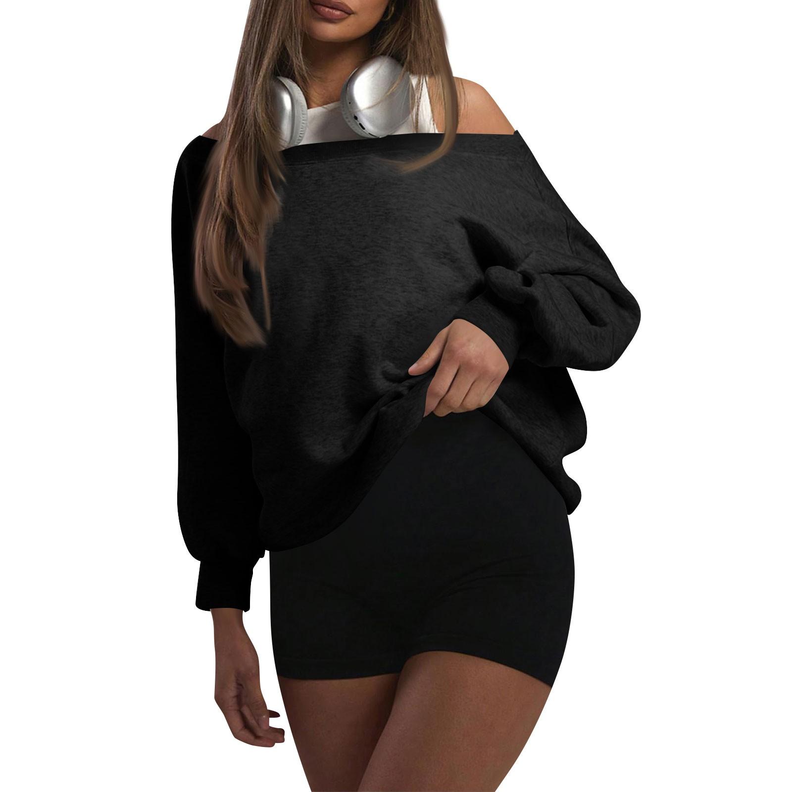 

Топи для жінок, пуловери з довгим рукавом, повсякденні сорочки, топ XS чорний