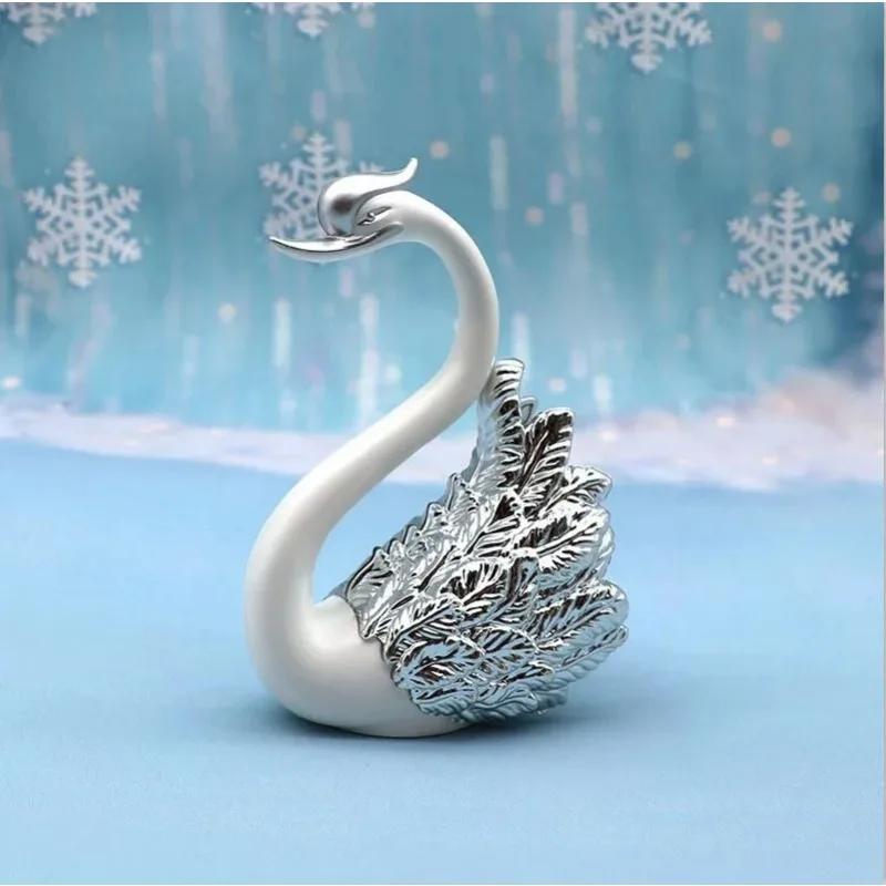 2szt. Miniaturowa para łabędzi Model figurki Kolekcjonerskie wnętrze samochodu Dekoracja tortu weselnego Prezent ślubny dla gości Akcesoria domowe