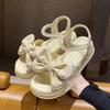Wedge with Platform Waterproof Apricot Outdoor Pearl Ladies Shoes Open Toe Sandals for Women Bow Summer 2025 Footwear Flat Sale