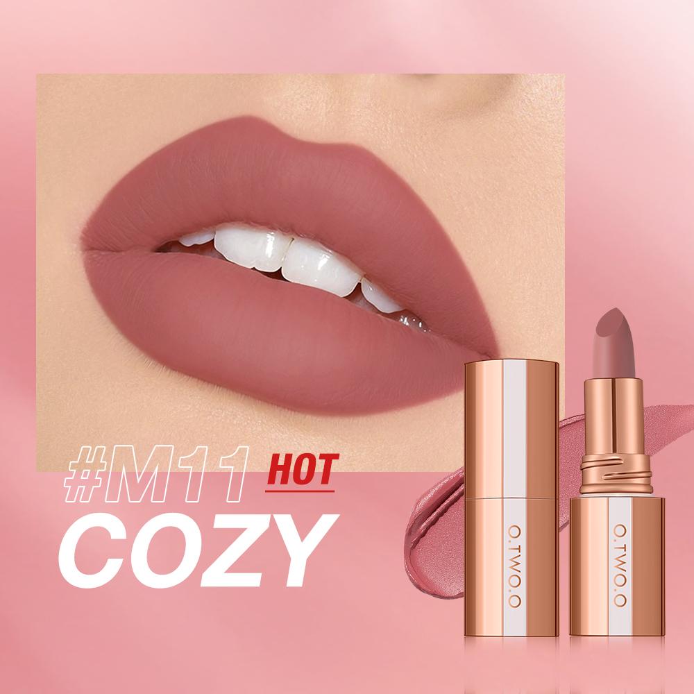 O.TWO.O Lippenstift Lip Tint Wasserdicht Langanhaltend Nicht klebend an Tasse Sexy Rot Rosa Lippenlack Samtig Matt Lippenstift Make-up