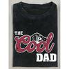 Men'S Vintage Washed Batik T-Shirt  "The Cool Dad" Mountain Graphic & Red Cursive Lettering, Casual Round Neck All-Season Fit, Ideal Father'S Day Gift