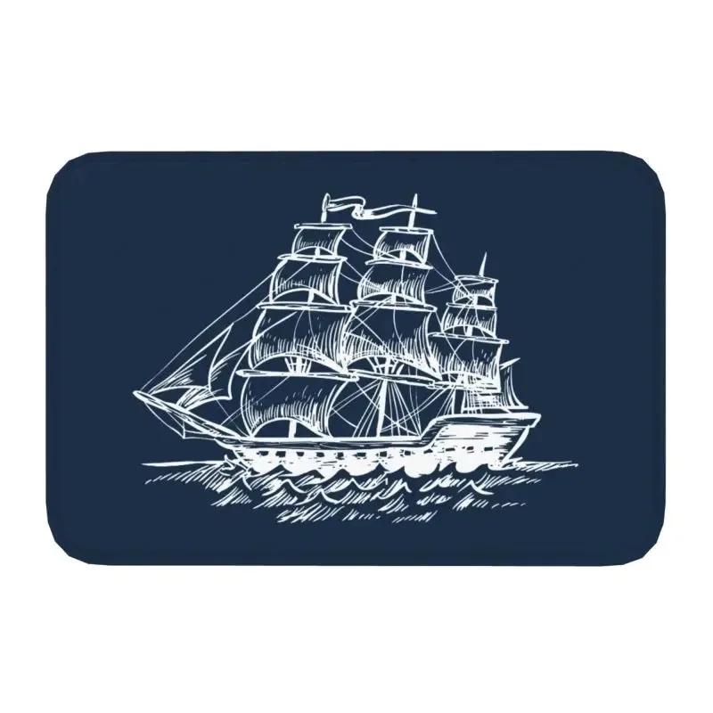 Námořní kompas Rohožka Kotva Kormidlo Tištěný Malý koberec Protiskluzový Vodu absorbující Rohožka do koupelny Kuchyně Domácí dekorace