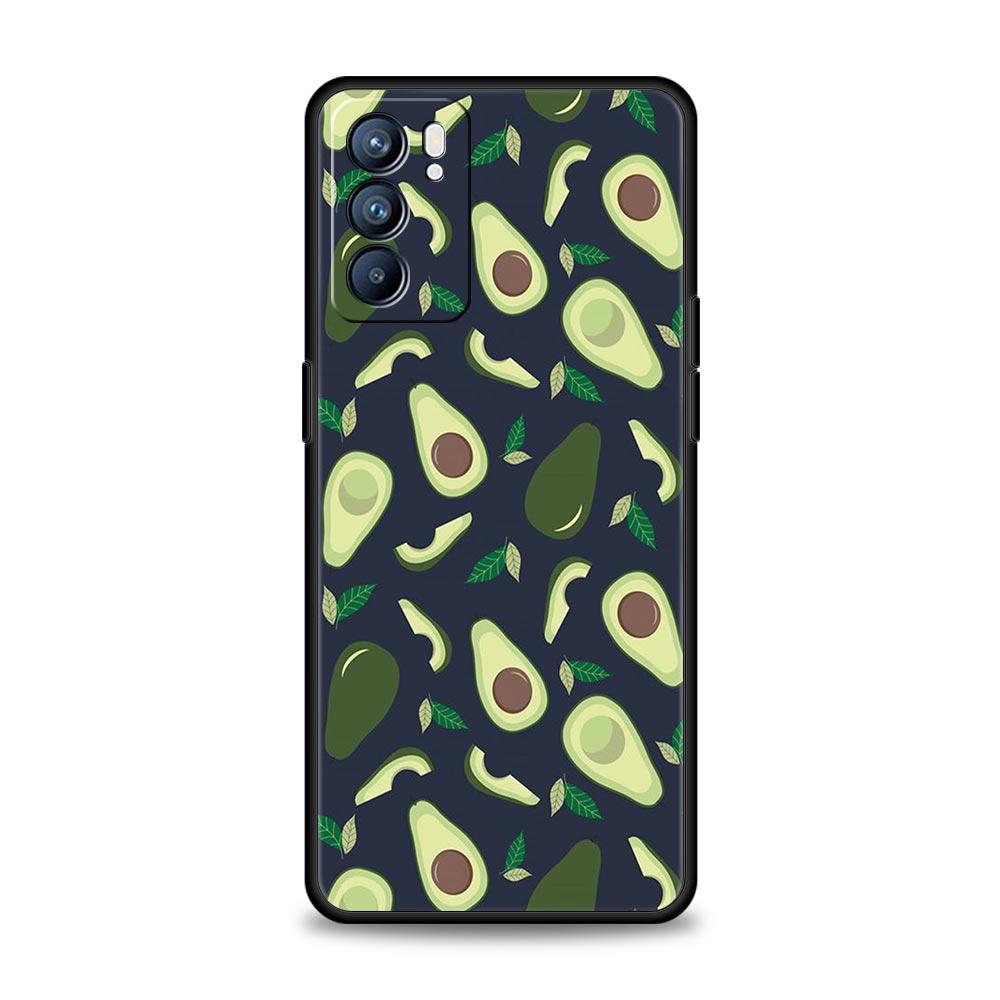 Cute Avocado Phone Case For Oppo A17 A31 A54 A57 A78 A79 A98 Find X5 X6 Reno 6 7 8 10 11 12 13 F Pro 5G Soft TPU Cover Funda Bag