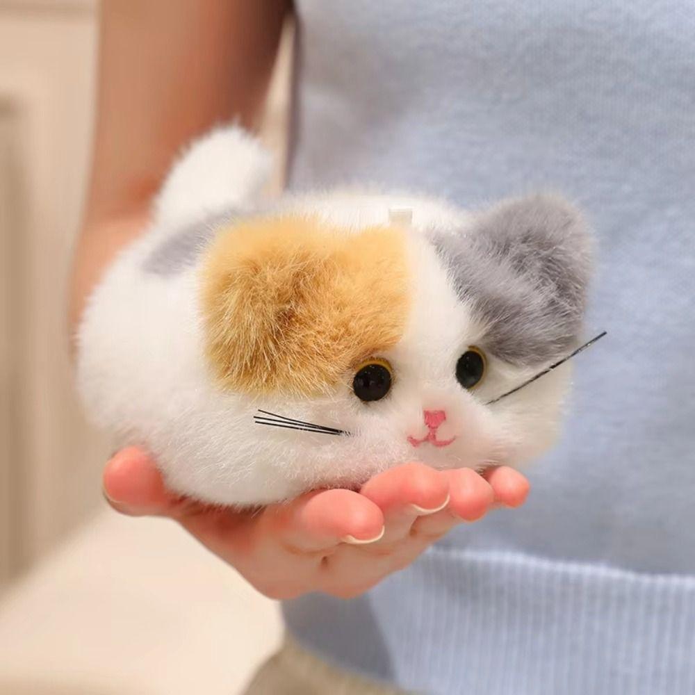 Stuffed Animals Black Cat Plush Keychain Cartoon Grey Cat Plush Dolls Baby Gifts