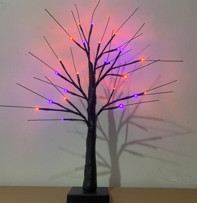 Halloween LED Tree Lights: Purple & Orange Ghost Decorations, 2025 Festival Atmosphere.