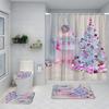 Funny Snowman Shower Curtain Set Xmas Ball Silver Pine Branches Gift Christmas Home Bathroom Decor Rug Bath Mat Toilet Lid Cover