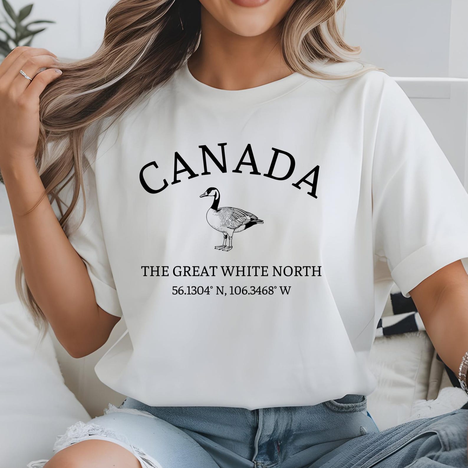 Canada Goose T-Shirt, The White North Tee, Canadian Coordinates Shirt XL