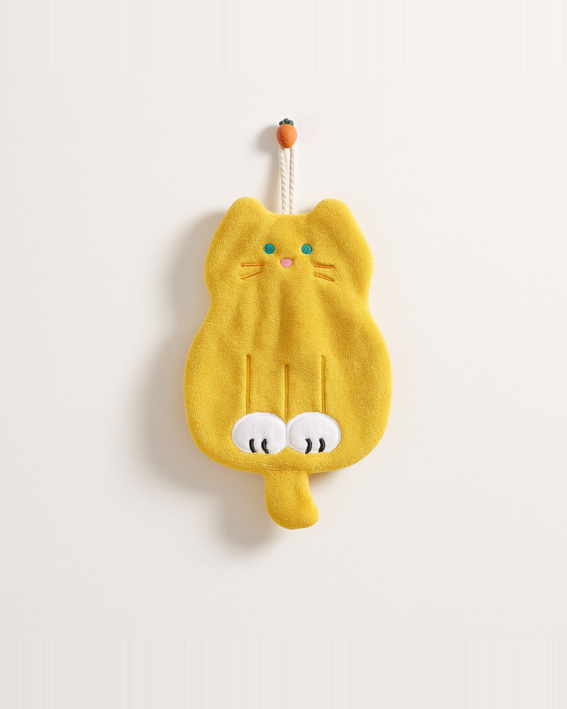Kitchen Bathroom Cartoon Hand Towels Thickened Absorbent Coral Velvet Can Be Hung with Hand Towels