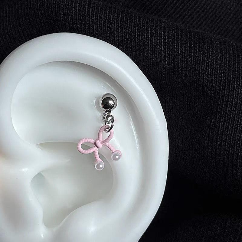 

1 шт. серьга-пусет с бантиком для пирсинга трагуса уха, штанга, серьга-пусет для хряща, серьга для пирсинга хеликса, украшение для пирсинга конха розовый