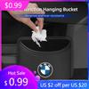 2025 Hot Car Door Storage Box PU Leather Auto Seat Back Hanging Trash Can Bin Accessories For BMW E46 E90 E60 F30 F10 E39 E36 F2
