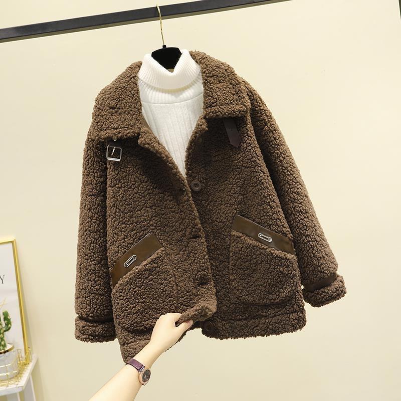 Dames Herfst Winter Koreaanse Stijl Lamswol Kort Jasje Fleece Casual Warm Jasje