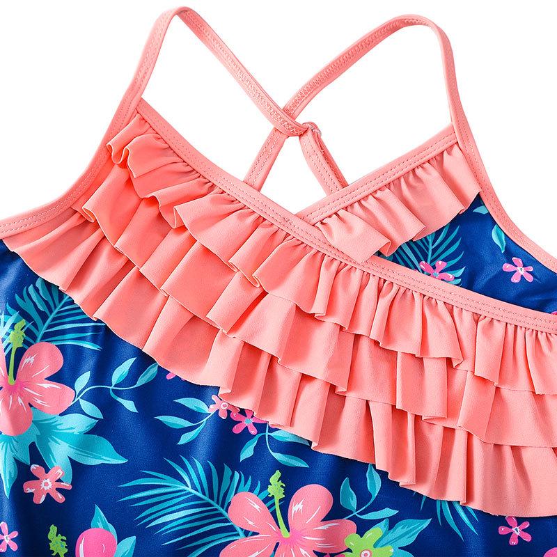 2023 Floral Ruffle One-Piece Swimsuit for Girls