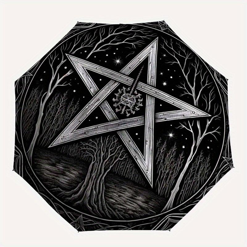 Enchanted Forest Pentagram Wall Art PrintUmbrella, Portable 3-Fold Umbrella for Men & Women,Christmas Gift ES134