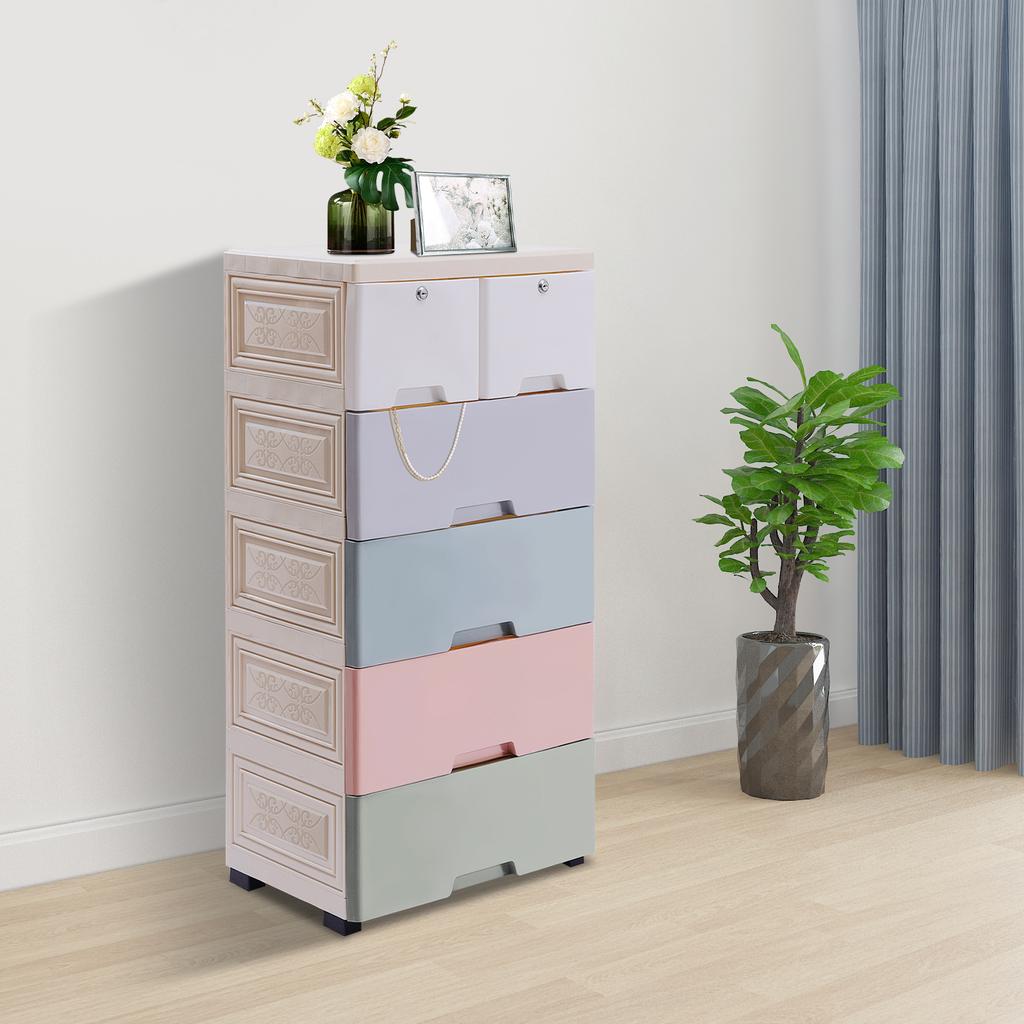 6-Drawer Storage Cabinet, Tall Dresser Organizer with Removable Drawers, Modern Closet Organizer for Bedroom, Playroom, Office