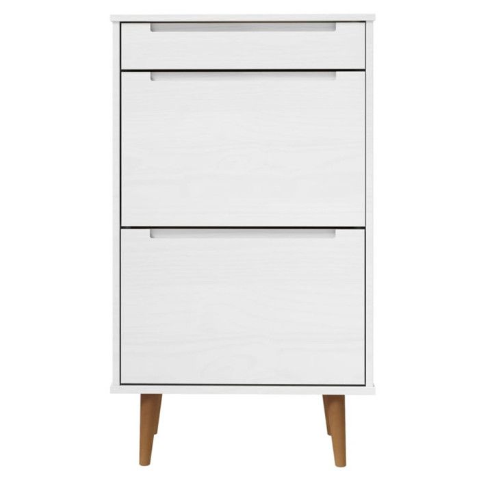 VidaXL Shoe Cabinet MOLDE White 59.5x35x103 Cm Pine Wood 350526