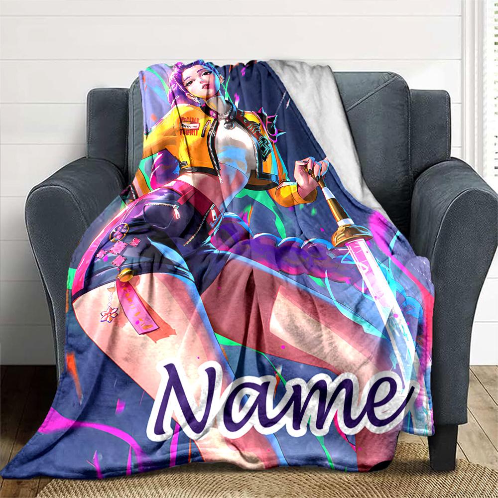 Customizable KPop Demon Hunters20 Throw Blanket – Personalized Name, All-Season Cozy Snug Blanket, Machine Washable, Personalized Blanket