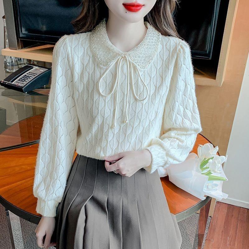 

Lace Doll Collar Women s Base Layer Top - Loose Fit, Stylish High-End Autumn/Winter 2025 Wear XL [Recommended 121-130 lbs]