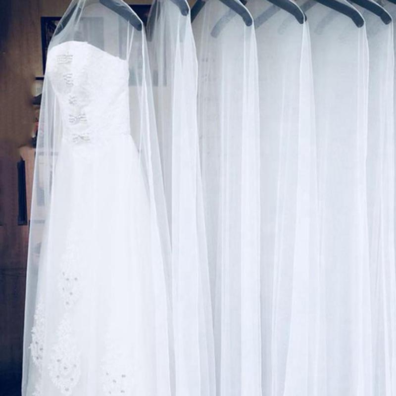 Dlouhý Průhledný Měkký Tylový Obal proti Prachu Domácí Oblečení Ochranný Obal na Svatební Šaty