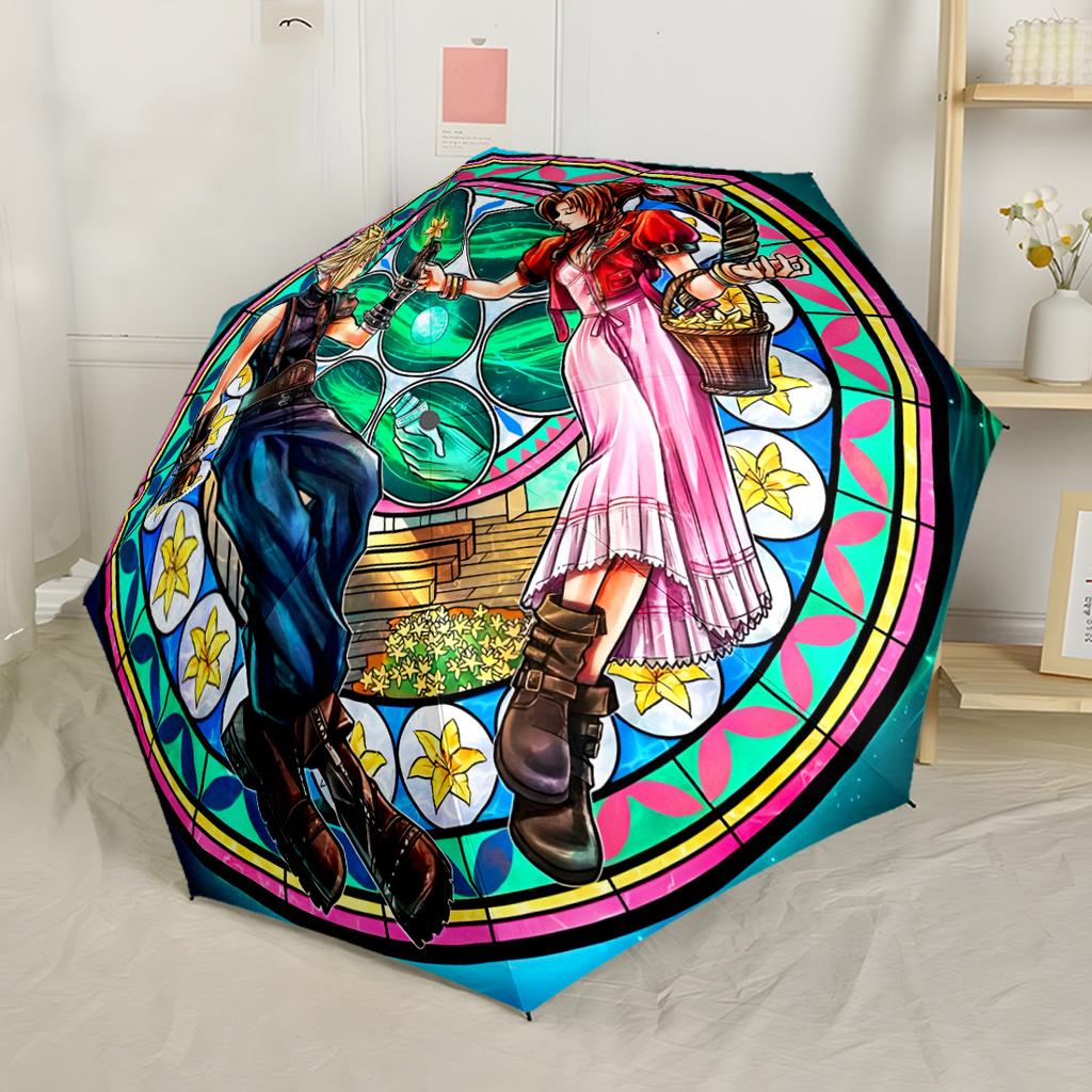 Fantasy World Characters Outdoor Automatic Umbrella Sturdy 8-Rib Shaft Durable Plastic & Iron Durable Everyday Carry Umbrella Fashionable Accessory