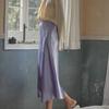 Elegant Women's Skirts Korean Satin Silk A-line Skirt Office Black Champagne Long Summer Skirts