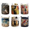 Laundry Basket for Bedroom Quilted Foldable Boho Fabric Hamper Cute Cat Storage Clothes Toys Blankets Nursery Bathroom