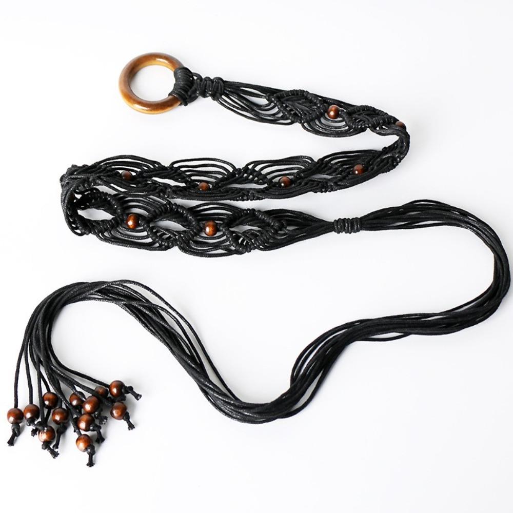 Retro Knotted Tassels Waist Belts Bohemia Style Dress Slim Waistband Dress Waistband Accessories