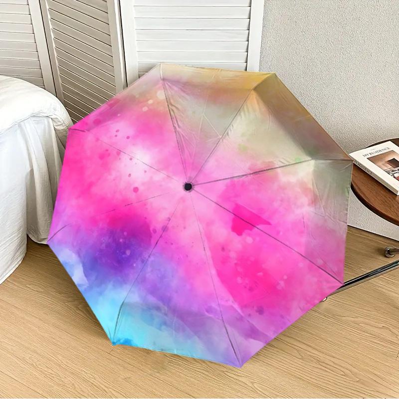 

1PC Watercolor Abstract Automatic 8-Bone Folding Umbrella - Durable Polyester & Iron Frame,Userfriendly Operation y250929132