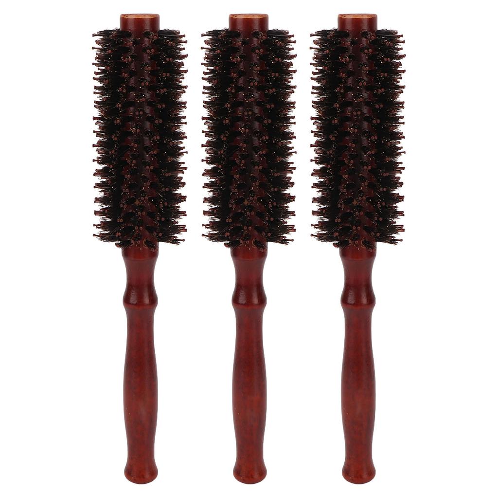 3pcs Round Hair Brush Small High Temperature Resistant Round Curling Styling Hair Brush with Wooden Handle for Home