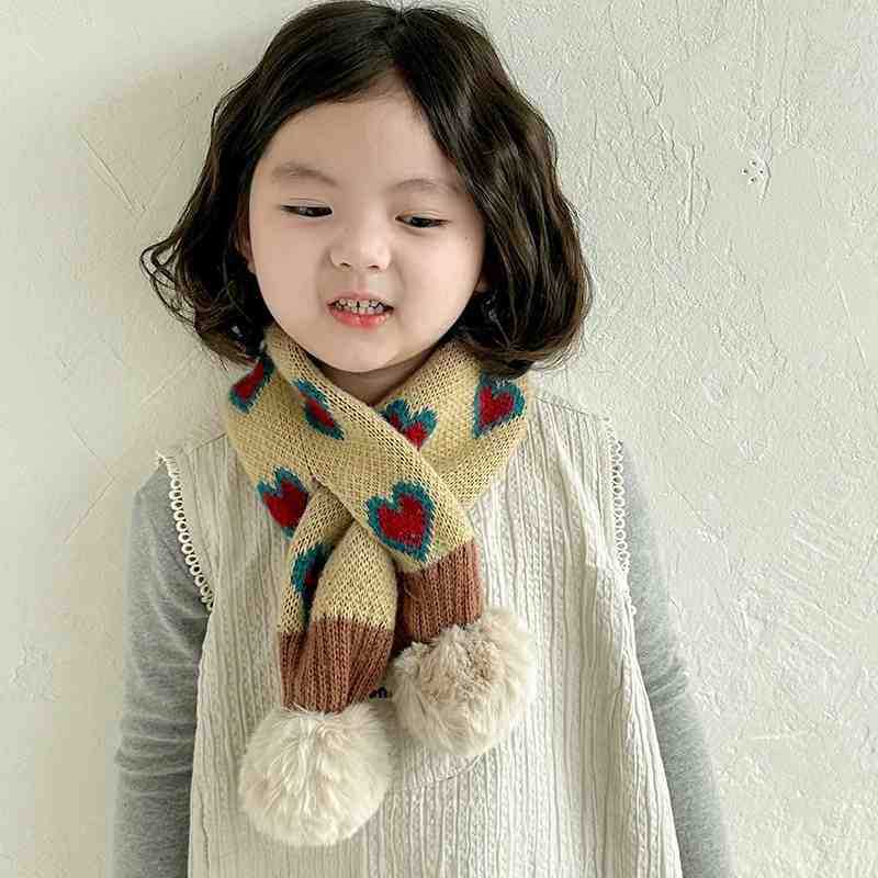 Children'S Warm Cross Scarf, Knitted Thickened Cold-Proof Neck Scarf, Men'S And Women'S Foreign Scarf