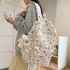 Multi-pocket Bow Pattern School Bag Large Capacity Rucksack Floral Print Backpack  High Elementary