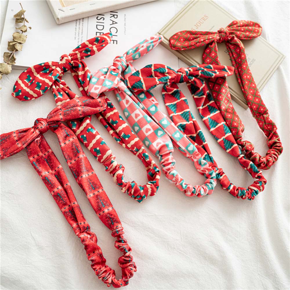 

Simple Sweet Knotted Women Elastic Girls Headdress Christmas Headband Cross Hairband Rabbit Ear purple stars