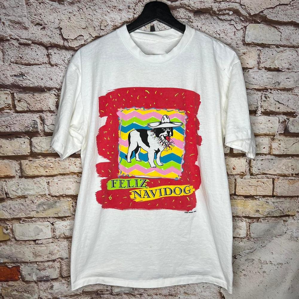 Vintage Big Dogs Feliz Navidog 1993 Christmas Shirt Tee Size S to 5XL Unisex T-Shirt XXXXL