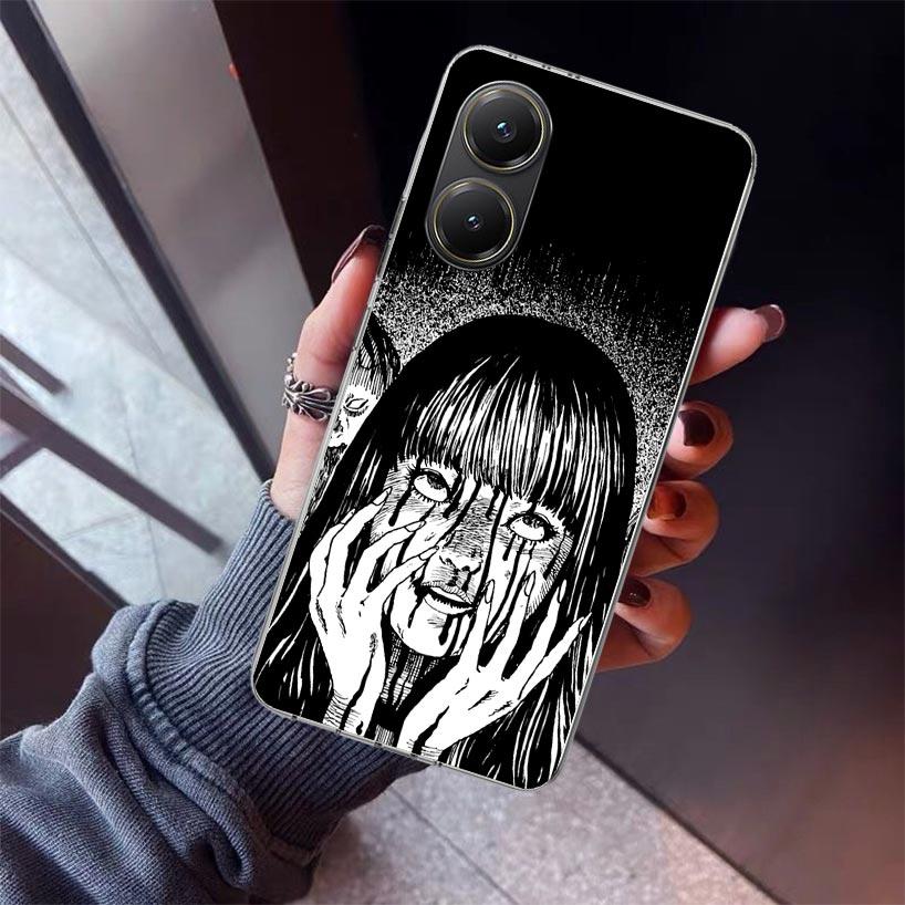 Japanese Horror Comic Anime Phone Case For Xiaomi Poco X7 X6 X5 Pro F7 Ultra Redmi 15C 15 13 13C 12 12C 10 10A 10C 9 9A 9C 9T Sh